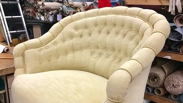 A chair that has recently been upholstered 